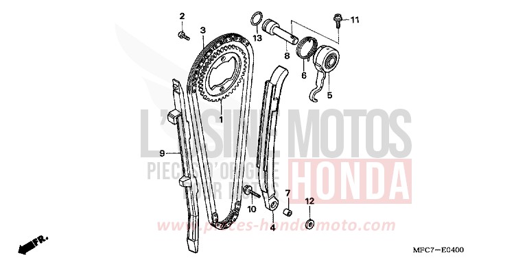 CHAINE A CAMES/TENDEUR de FMX650 FIGHTING RED (R134) de 2005