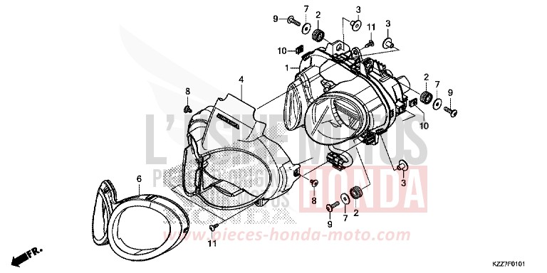 PROJECTEUR (CRF250RL/RLA) de CRF250RLA NOIR (NH1) 2019