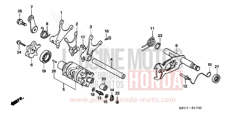 TAMBOUR DE CHANGEMENT/FOURCHETTE DE SELECTION de FMX650 FIGHTING RED (R134) 2005