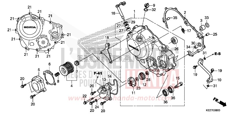 PANNEAU CARTER-MOTEUR D. de CRF250RLA EXTREME RED (R292) 2019