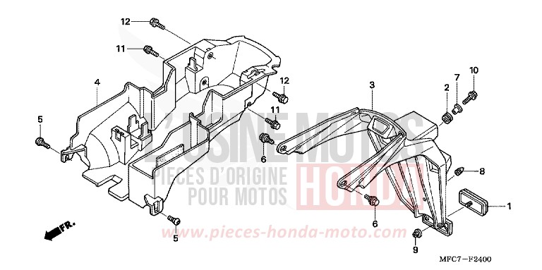 GARDE-BOUE ARRIERE de FMX650 FIGHTING RED (R134) 2005