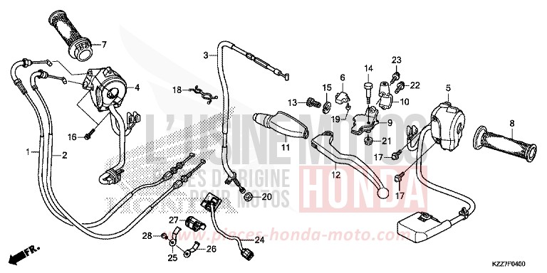 LEVIER DE GUIDON/COMMUTATEUR/CABLE de CRF250RLA EXTREME RED (R292) 2019