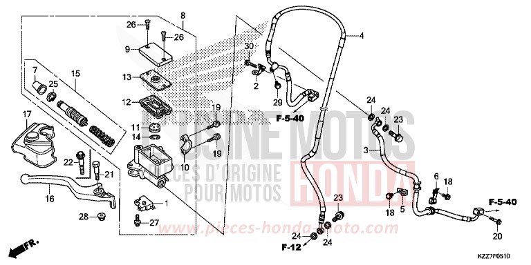 MAITRE-CYLINDRE DE FREIN AVANT CYLINDRE (CRF250LA/RLA) de CRF250RLA EXTREME RED (R292) 2019