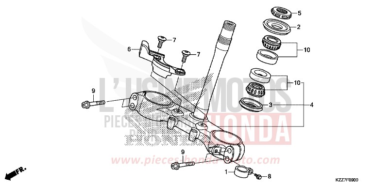 TIGE DE DIRECTION de CRF250RLA EXTREME RED (R292) 2019
