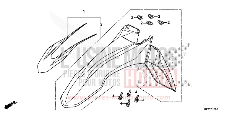 AILE AVANT de CRF250RLA EXTREME RED (R292) 2019