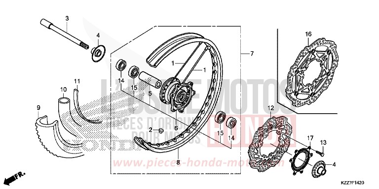 ROUE AVANT de CRF250RLA EXTREME RED (R292) 2019