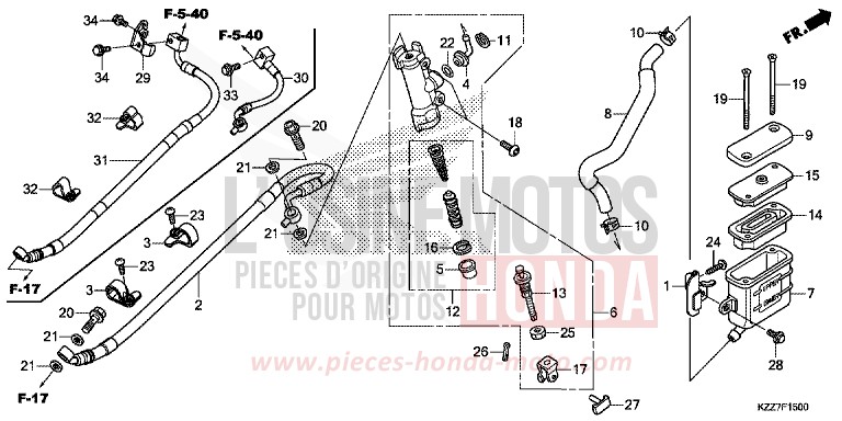 MAÎTRE-CYLINDRE DE FREIN ARRIÈRE de CRF250RLA EXTREME RED (R292) 2019