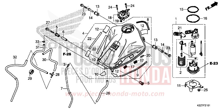 RESERVOIR A CARBURANT (CRF250RL/RLA) de CRF250RLA EXTREME RED (R292) 2019