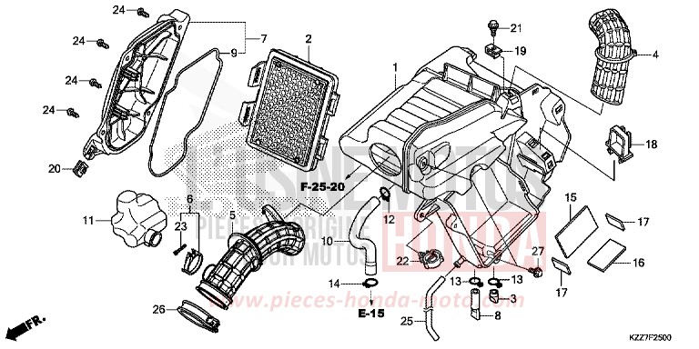 FILTRE A AIR de CRF250RLA EXTREME RED (R292) 2019