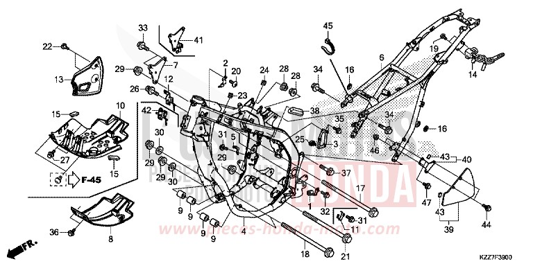 CARROSSERIE DE CHASSIS de CRF250RLA EXTREME RED (R292) 2019