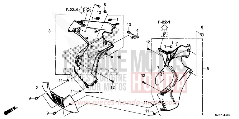 CARENAGE MILIEU de CRF250RLA EXTREME RED (R292) 2019