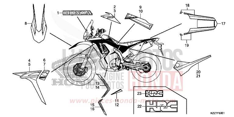 MARQUE/RAYURE (CRF250RL/RLA) de CRF250RLA EXTREME RED (R292) 2019
