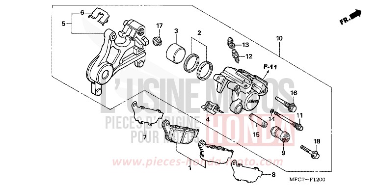 ETRIER DE FREIN ARRIERE de FMX650 NOIR (NH1) de 2005