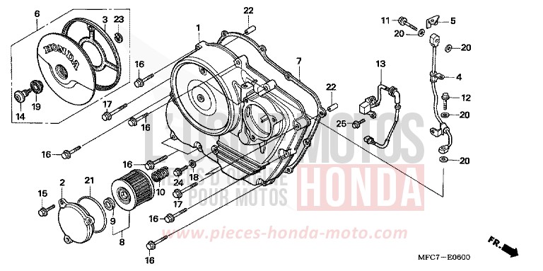 PANNEAU CARTER-MOTEUR D. de FMX650 FIGHTING RED (R134) 2005
