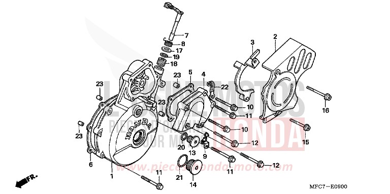 PANNEAU CARTER-MOTEUR G. de FMX650 FIGHTING RED (R134) 2005