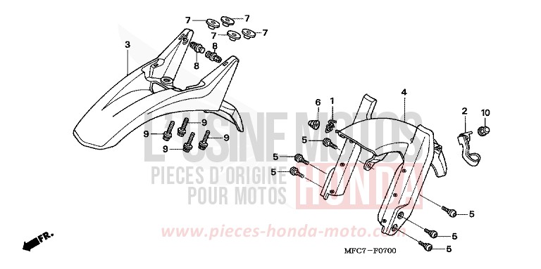AILE AVANT de FMX650 NOBLEMAN YELLOW (Y175) de 2005
