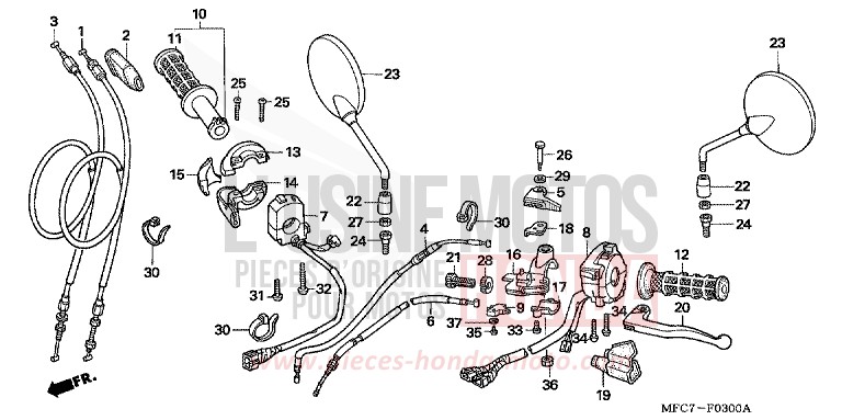 LEVIER DE GUIDON/COMMUTATEUR/CABLE de FMX650 RHINOCEROS GRAY (NHA53) 2005
