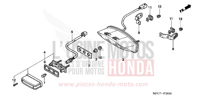 FEU ARRIERE de FMX650 RHINOCEROS GRAY (NHA53) de 2005
