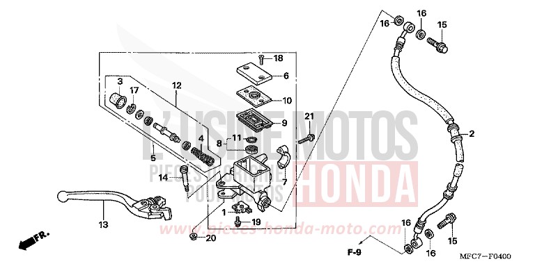 MAITRE-CYLINDRE FREIN AV. de FMX650 NOIR (NH1) de 2006