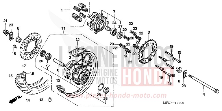 ROUE ARRIERE de FMX650 NOIR (NH1) 2006