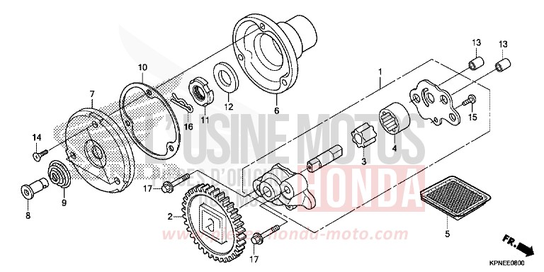 POMPE A HUILE de CBF125 CANDY BLAZING RED (R195) de 2015
