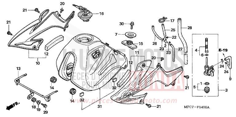 RESERVOIR A CARBURANT de FMX650 FIGHTING RED (R134) de 2006
