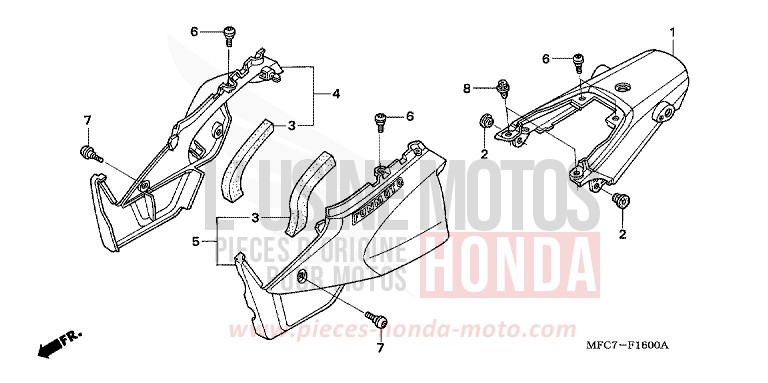 COUVERCLE LATERAL de FMX650 FIGHTING RED (R134) de 2006