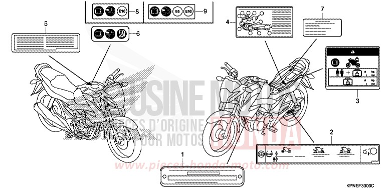 ETIQUETTE DE PRECAUTIONS de CBF125 CANDY BLAZING RED (R195) de 2015