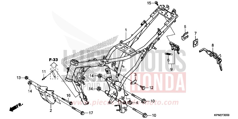 CARROSSERIE DE CHASSIS de CBF125 ONYX BLUE METALLIC (PB327) 2015