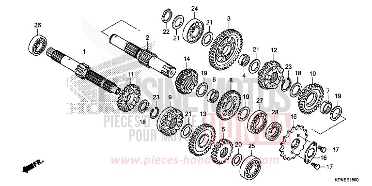 BOITE DE VITESSES de CBF125 PEARL SUNBEAM WHITE (NHA66) de 2015