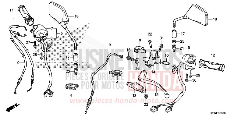 LEVIER DE GUIDON/COMMUTATEUR/CABLE de CBF125 PEARL SUNBEAM WHITE (NHA66) de 2015
