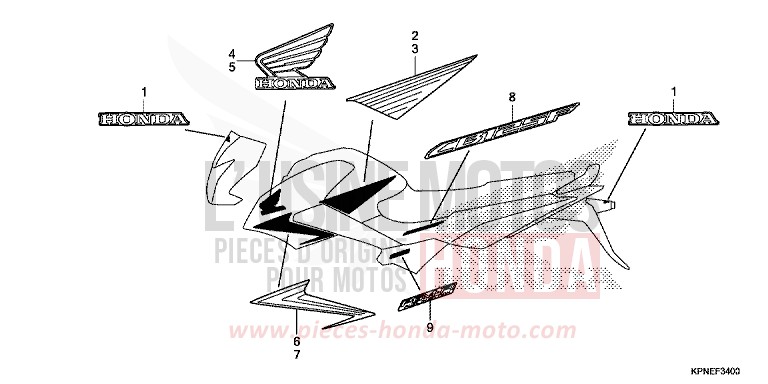 MARQUE/RAYURE de CBF125 PEARL SUNBEAM WHITE (NHA66) de 2015