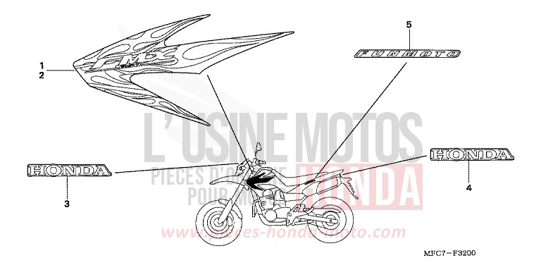 MARQUE/RAYURE de FMX650 ROSS WHITE (NH196) de 2006