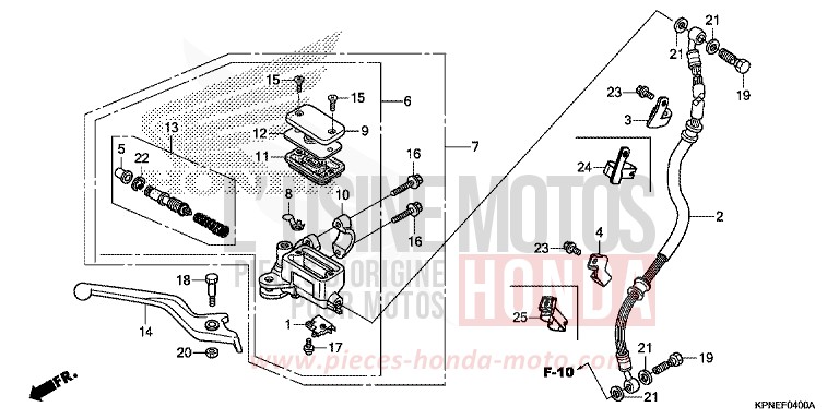MAITRE-CYLINDRE DE FREIN AVANT CYLINDRE de CBF125 CANDY BLAZING RED (R195) de 2017