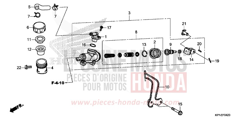 MAITRE-CYLINDRE DE FREIN (GLR1251WHH) de CBF125 CANDY BLAZING RED (R195) de 2017