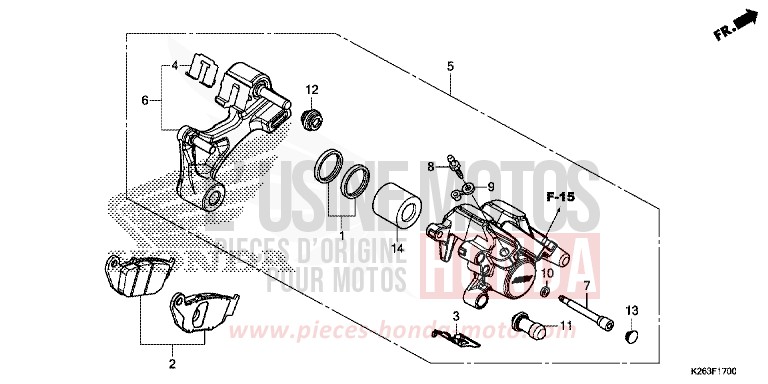 ETRIER DE FREIN ARRIERE de MSX125 ASTEROID BLACK METALLIC (NHA35) 2013