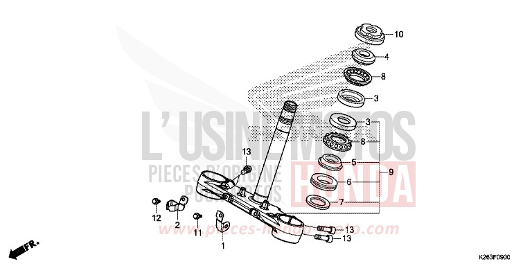 TIGE DE DIRECTION de MSX125 PEARL HIMALAYAS WHITE (NHA87) 2013