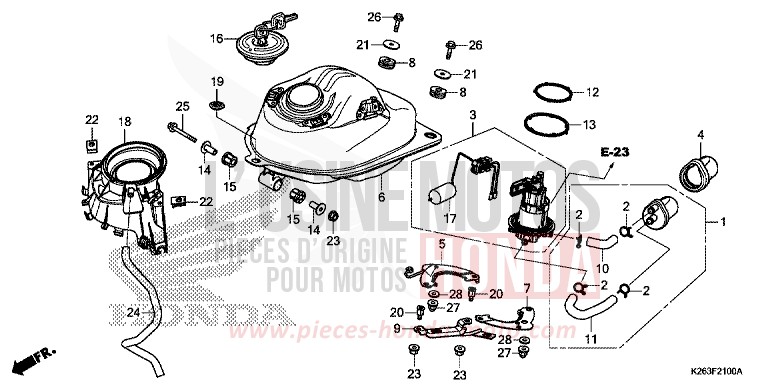RESERVOIR A CARBURANT de MSX125 PEARL QUEEN BEE YELLOW (Y217) 2013