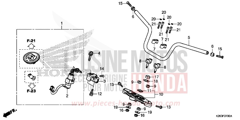 TUYAU DE GUIDON de MSX125 PEARL VALENTINE RED (R353) 2013