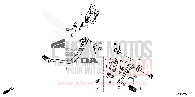 PEDALE de MSX125 PEARL VALENTINE RED (R353) de 2013