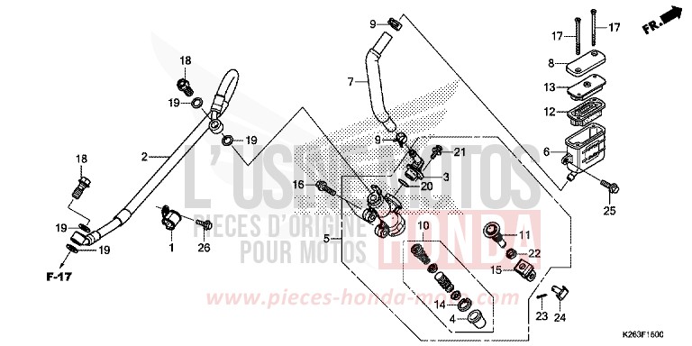 MAÎTRE-CYLINDRE DE FREIN ARRIÈRE de MSX125 ASTEROID BLACK METALLIC (NHA35) de 2014