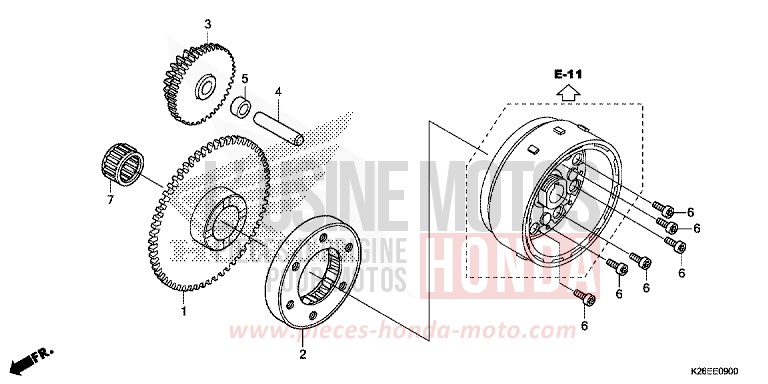 EMBRAYAGE DE DEMARRAGE de MSX125A MAT AXIS GRAY METALLIC (NH303) de 2017