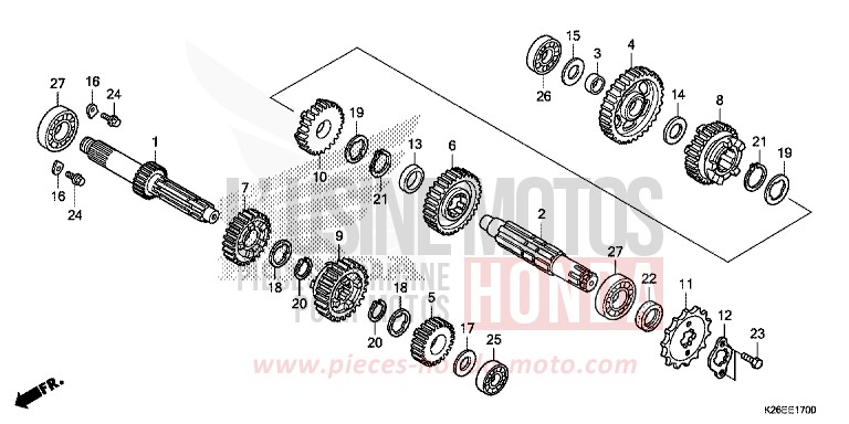 BOITE DE VITESSES de MSX125A MAT AXIS GRAY METALLIC (NH303) 2017