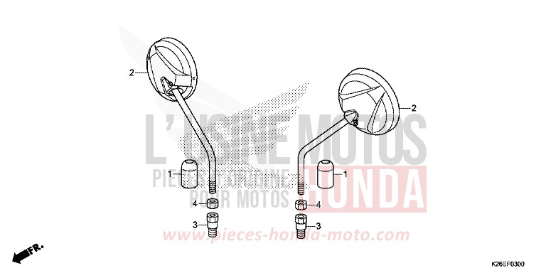 MIROIR de MSX125A MAT AXIS GRAY METALLIC (NH303) de 2017