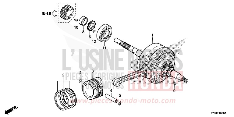 VILEBREQUIN/PISTON de MSX125 CANDY PISCES BLUE (PB329) de 2014