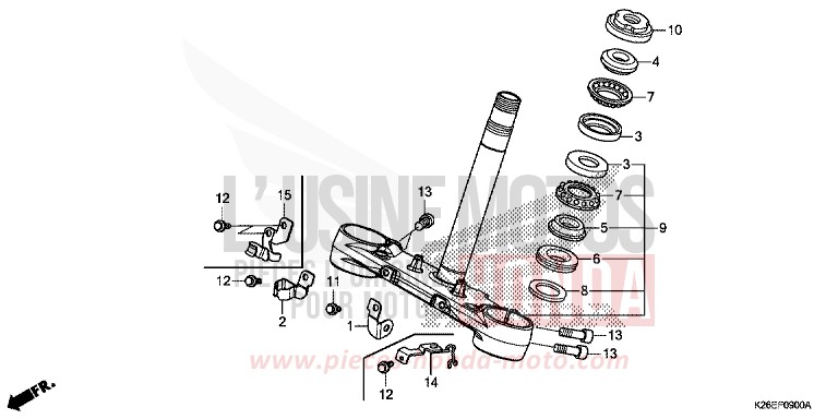 TIGE DE DIRECTION de MSX125A MAT AXIS GRAY METALLIC (NH303) de 2017