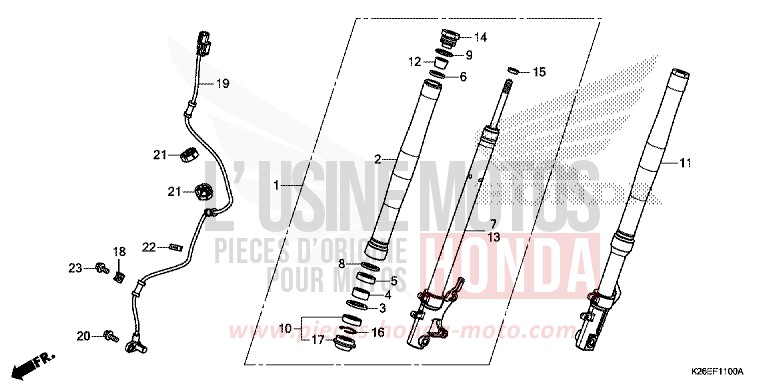 FOURCHETTE AVANT de MSX125A MAT AXIS GRAY METALLIC (NH303) 2017