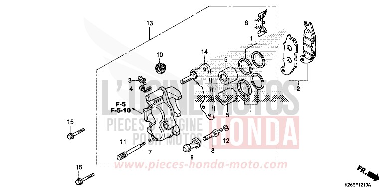 ETRIER DE FREIN AVANT de MSX125A MAT AXIS GRAY METALLIC (NH303) de 2017
