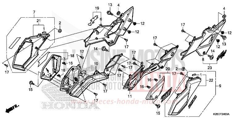 COUVERCLE LATERAL de MSX125A MAT AXIS GRAY METALLIC (NH303) de 2017