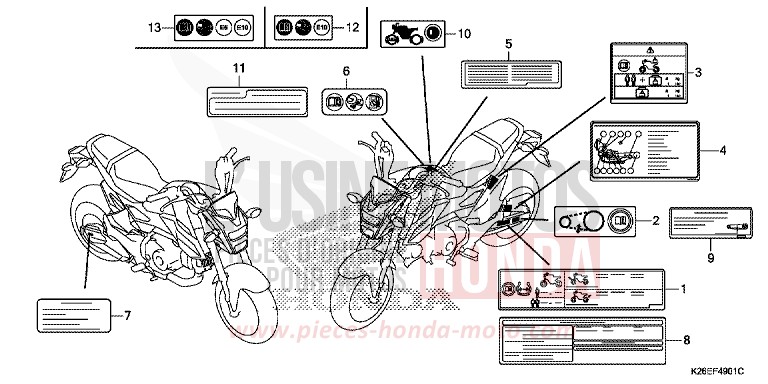 ETIQUETTE DE PRECAUTIONS (ED,U,V,2FO,FO) de MSX125A MAT AXIS GRAY METALLIC (NH303) 2017